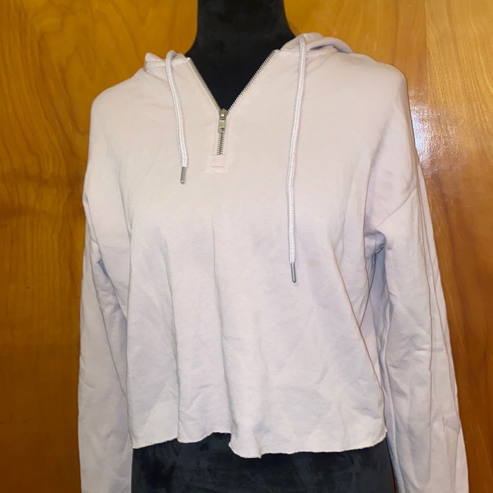 creme colored hoodie crop top
